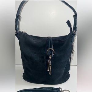 Nico Louise Bags | Nico Louise Navy Suede Handshoulder Bag